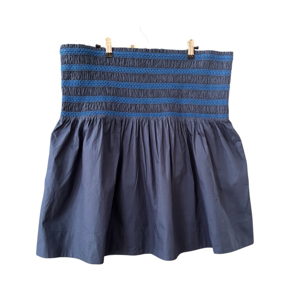 Celandine for Anthropologie Navy flowy Strapless Smocked Top – Sz XL (NWT) - Picture 3 of 12
